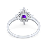 Oval Natural Stone Floral  Ring