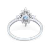 Oval Natural Stone Floral  Ring