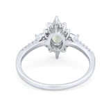 Oval Natural Stone Floral  Ring