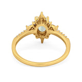 Oval Natural Stone Floral  Ring