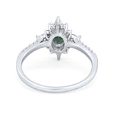 Oval Natural Stone Floral  Ring