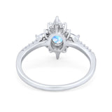 Oval Natural Stone Floral  Ring