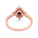 Oval Natural Stone Floral  Ring