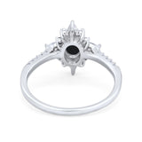 Oval Natural Stone Floral  Ring