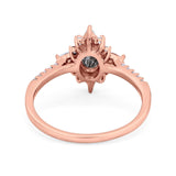 Oval Natural Stone Floral  Ring