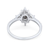 Oval Natural Stone Floral  Ring