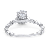 Art Deco Oval Natural Stone Solitaire Ring