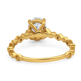 Art Deco Oval Natural Stone Solitaire Ring