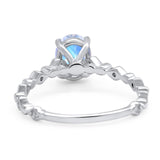 Art Deco Oval Natural Stone Solitaire Ring