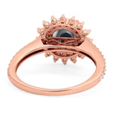 Art Deco Round Natural Stone Floral Ring