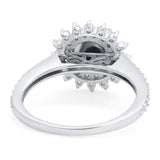 Art Deco Round Natural Stone Floral Ring