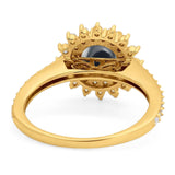 Art Deco Round Natural Stone Floral Ring