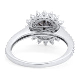 Art Deco Round Natural Stone Floral Ring