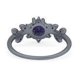 Art Deco Round Natural Stone Floral Ring