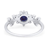 Art Deco Round Natural Stone Floral Ring