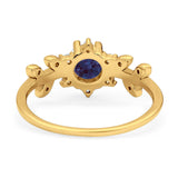 Art Deco Round Natural Stone Floral Ring