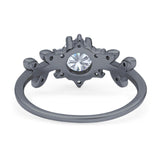 Art Deco Round Natural Stone Floral Ring