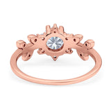 Art Deco Round Natural Stone Floral Ring