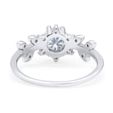 Art Deco Round Natural Stone Floral Ring