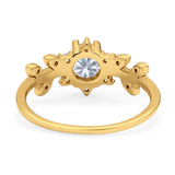 Art Deco Round Natural Stone Floral Ring