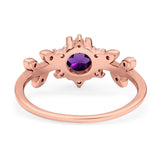 Art Deco Round Natural Stone Floral Ring