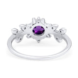 Art Deco Round Natural Stone Floral Ring