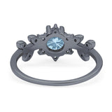 Art Deco Round Natural Stone Floral Ring