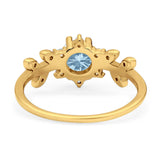 Art Deco Round Natural Stone Floral Ring