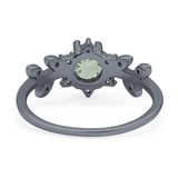 Art Deco Round Natural Stone Floral Ring