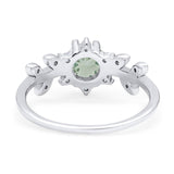 Art Deco Round Natural Stone Floral Ring