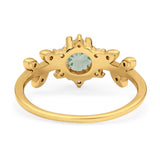 Art Deco Round Natural Stone Floral Ring
