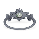 Art Deco Round Natural Stone Floral Ring