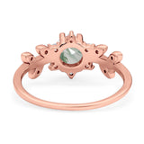 Art Deco Round Natural Stone Floral Ring