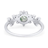 Art Deco Round Natural Stone Floral Ring