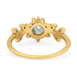Art Deco Round Natural Stone Floral Ring