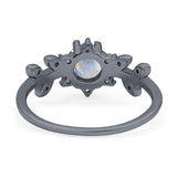 Art Deco Round Natural Stone Floral Ring