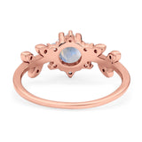 Art Deco Round Natural Stone Floral Ring