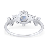 Art Deco Round Natural Stone Floral Ring