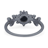 Art Deco Round Natural Stone Floral Ring