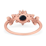 Art Deco Round Natural Stone Floral Ring