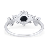 Art Deco Round Natural Stone Floral Ring