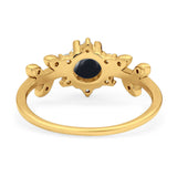 Art Deco Round Natural Stone Floral Ring