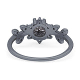 Art Deco Round Natural Stone Floral Ring