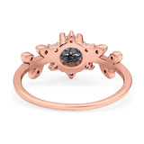 Art Deco Round Natural Stone Floral Ring