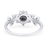 Art Deco Round Natural Stone Floral Ring