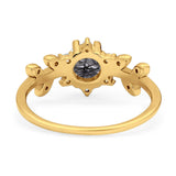 Art Deco Round Natural Stone Floral Ring