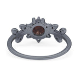 Art Deco Round Natural Stone Floral Ring