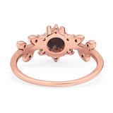 Art Deco Round Natural Stone Floral Ring