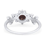 Art Deco Round Natural Stone Floral Ring