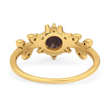 Art Deco Round Natural Stone Floral Ring